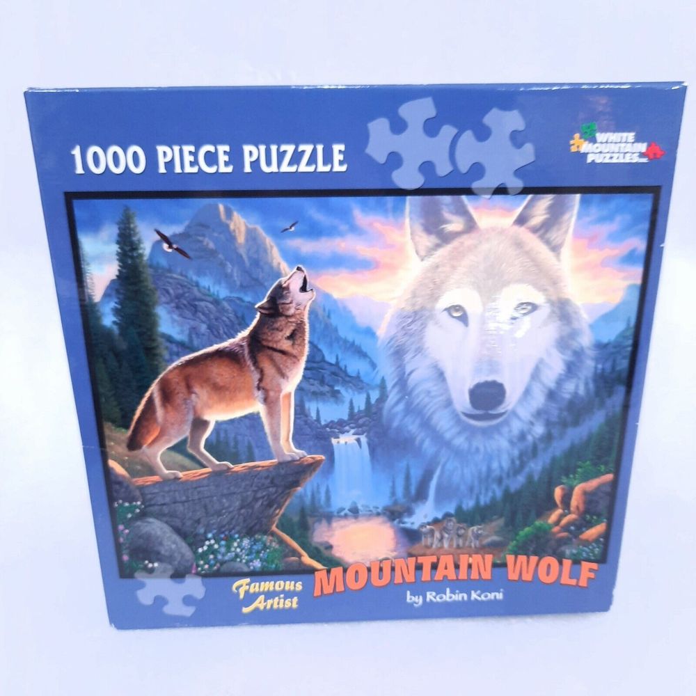NEW Mountain Wolf Puzzle by Robin Koni‎ White Mountain 1000 Pieces jigsaw #327W